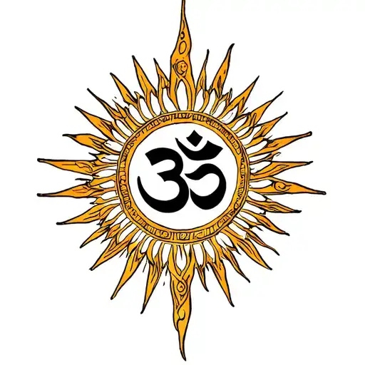 Om Symbol Surrounded By Sun Symbol Merged