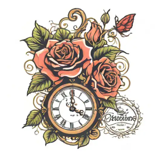 Roses And Clock With The Name Christoper Yolanda And Clark In A Picture