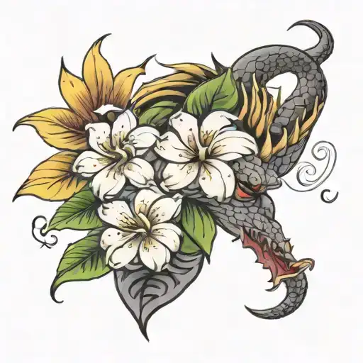 Dragon Plumeria Flowers With The Phrase