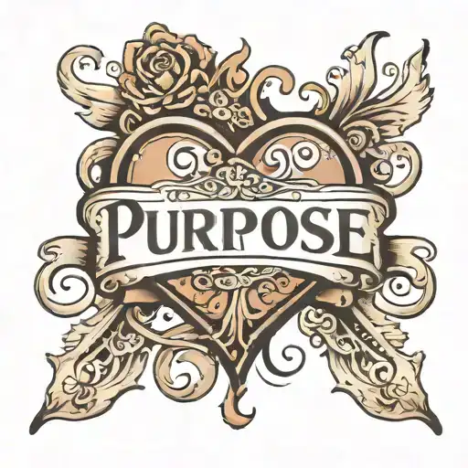 The Word Purpose Written In Calligraphy With A Heart At The End