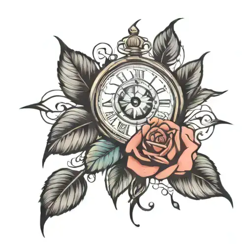 Rose And Broken Time Glass