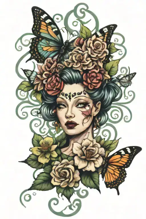 Flower Butterfly Medusa Head