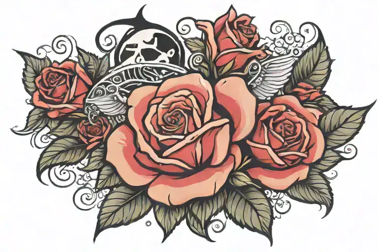 Harley Wrapped In A Rose Intertwined