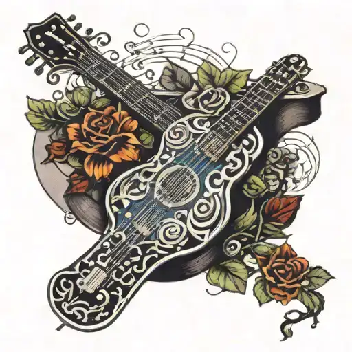 Sitar And Guitar Strings Transforming Into Vines