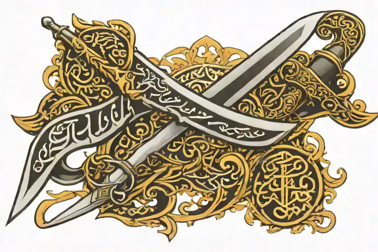 Zulfaqar Sword With Arabic Text