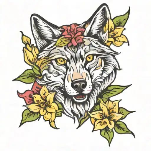 Lillies And Wolf Head