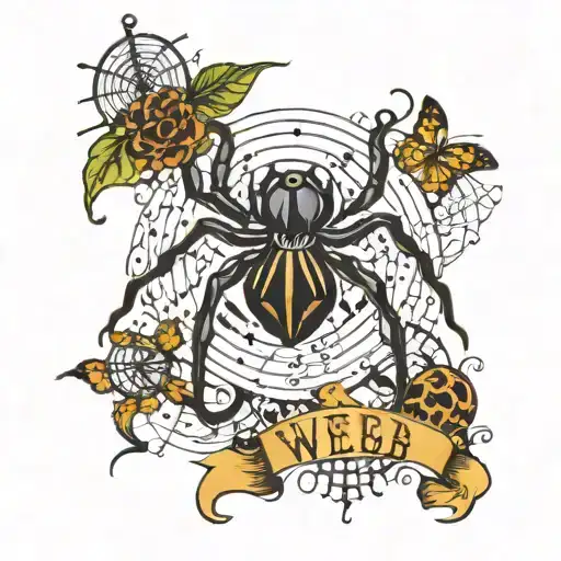Last Name Webb With Spiders Surrounded My Music Notes