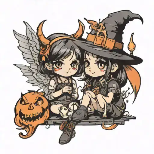 Little Girl Witch X Devil Wings Watching