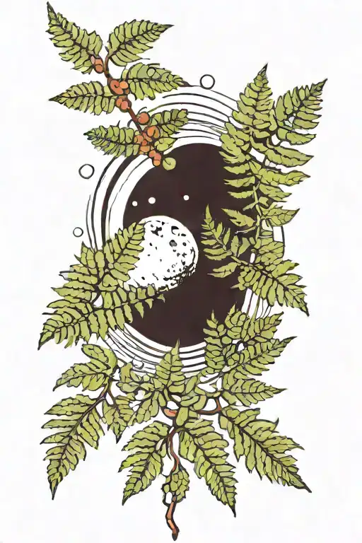 Redwood Moon And Fern Leaf