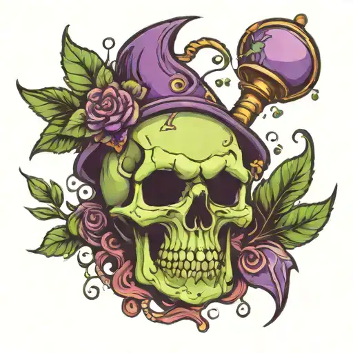 Potion Skull Purple Green