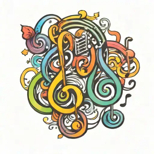 Rainbow Music Notes Floating