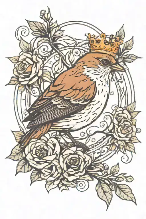 Nightingale Bird Wearing A Queens Crown