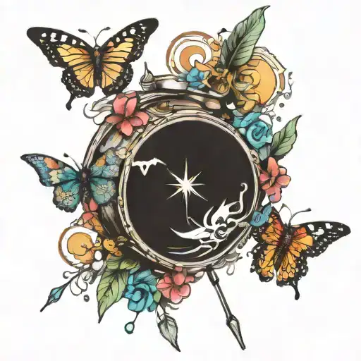 Drums Compass Butterfly Surrounded