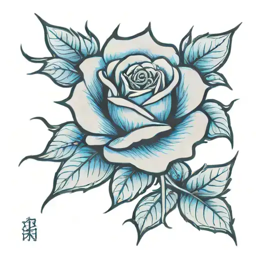 Blue Outline Rose