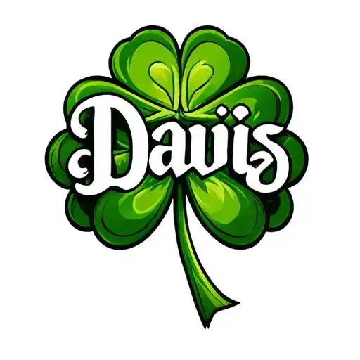 Four Leaf Clover With The Celtic Font Saying Davis Inside