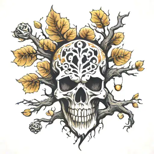 Nordic Tree With Skull