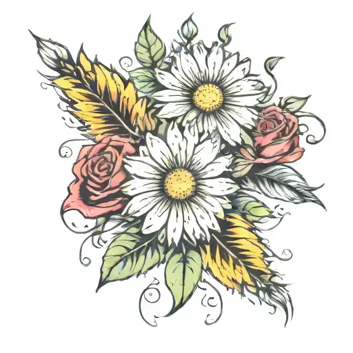 Two Daisy One Rose Forearm Sleeve