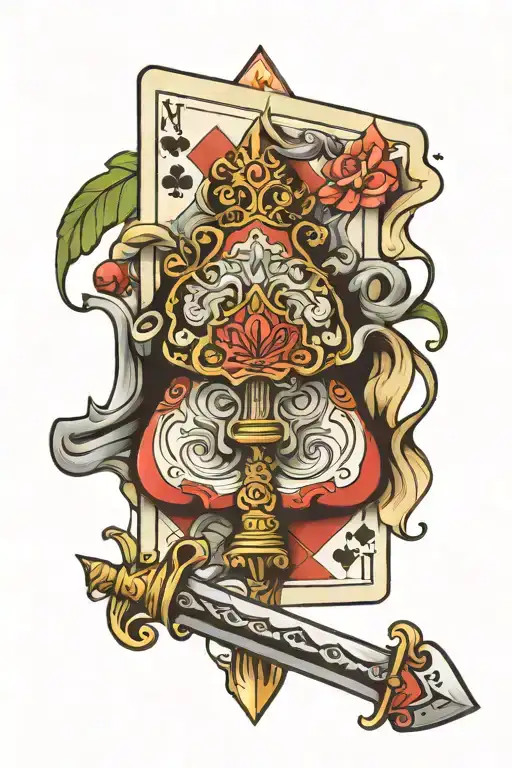 Playing Card With Sword Piercing