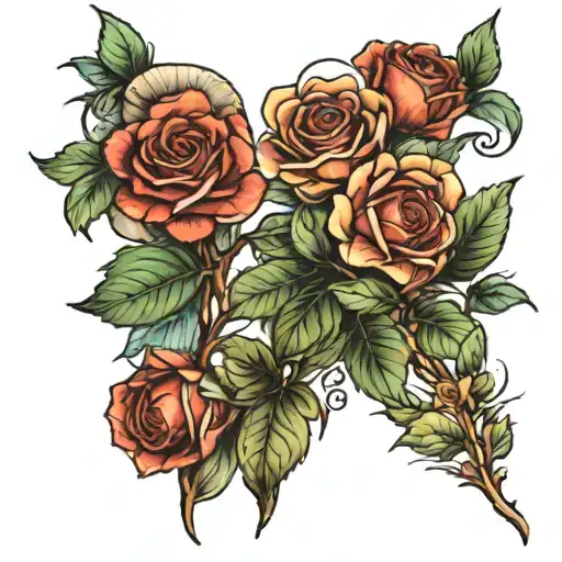 Two Daisy One Rose Forearm Sleeve