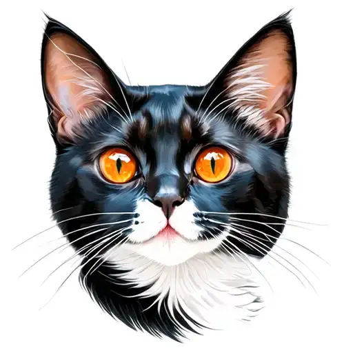 Black British Cat With Orange Eyes