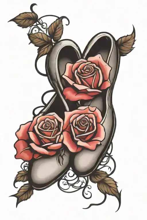 Ballet Slippers And A Rose Intertwined