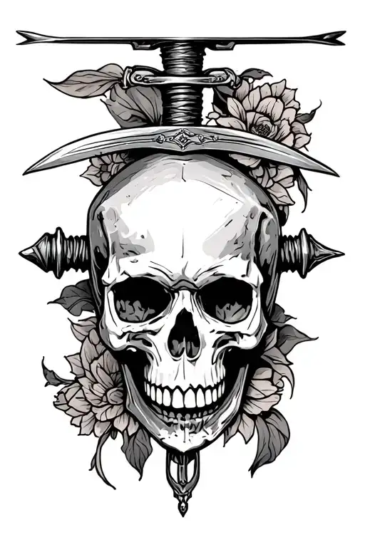 Upside Down Sword Piercing A Skull
