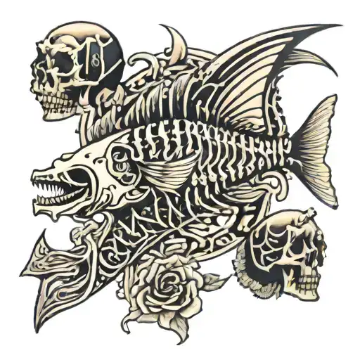Skeleton Of A Fish But The Bones Are Used As A Ruler