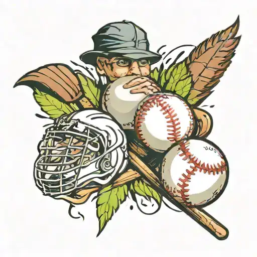A Baseball And Football Merging Together To Create A Unique Sports-themed Tattoo Design