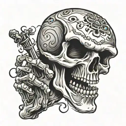 Smoking Skeleton Hand Holding