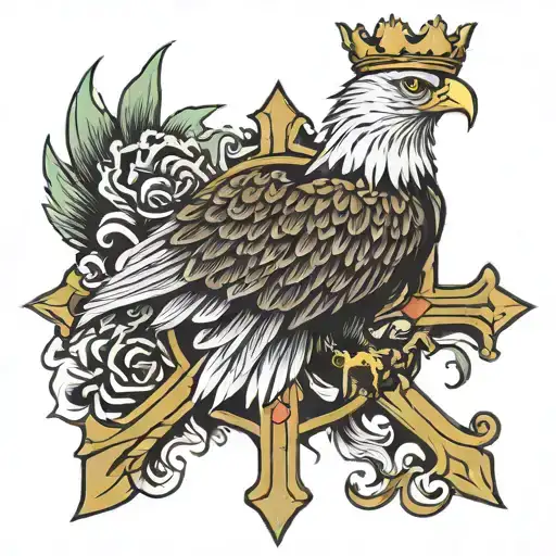 Cross With Eagle Inside Of It And Crown On Top