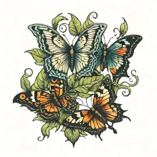 4 Butterflies Landing On A Vine Representing 4 Children