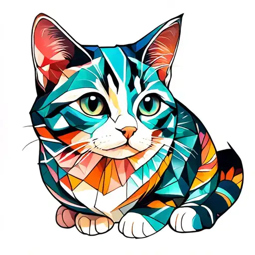 Geometric Cat Playing