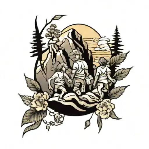 Family Climbing Mountain