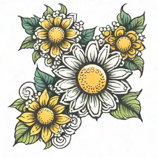 Math Daisy Traditional Tattoo Design