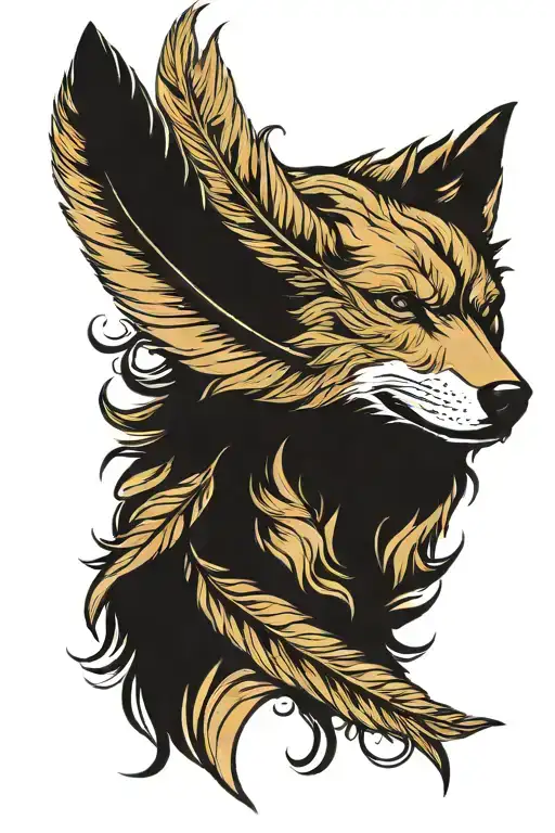 A Feather With A Silhouette Of A Wolf