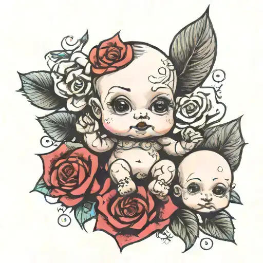 Roses And Kewpie Baby 70S