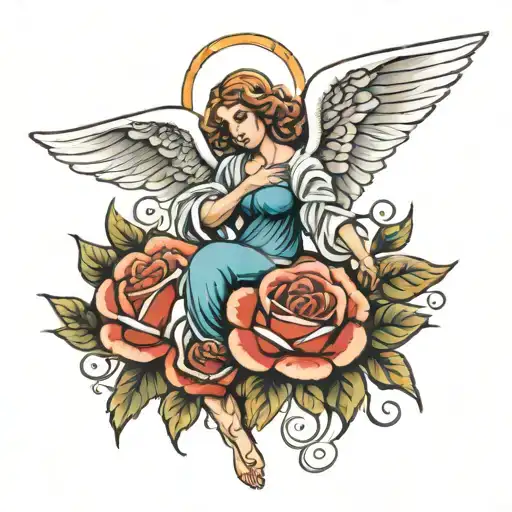 Angel Coming Out Of An Intertwined Rose