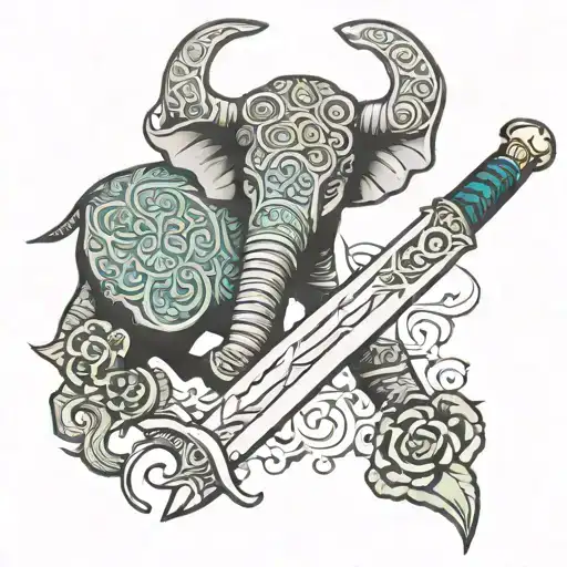 Viking Sword With Elephant Head
