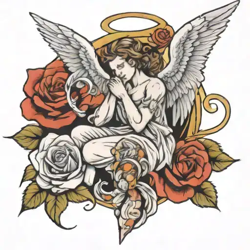 Angel Coming Out Of An Intertwined Rose