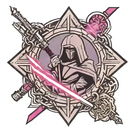 Gray Jedi Symbol With Purple Lightsaber