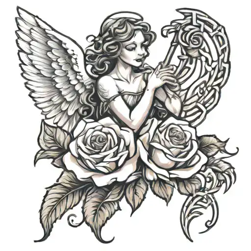 Angel Emerging From An Intertwined Rose