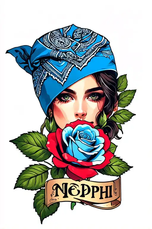 Blue Bandana Rose With The Lettering Nephi