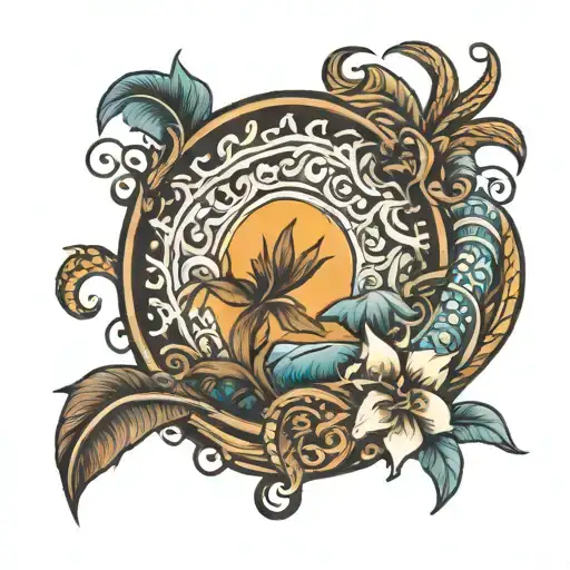 Tattoo Representing Sri Lanka Ocean Beach