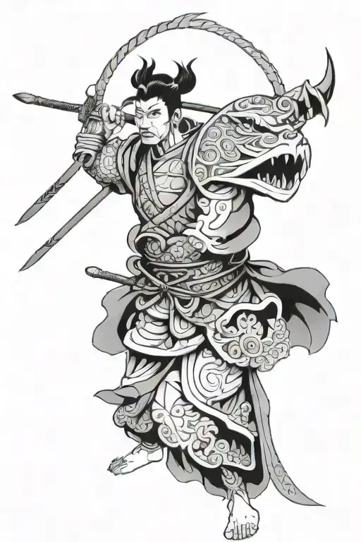 Men's Japanese Warrior Tattoo Design