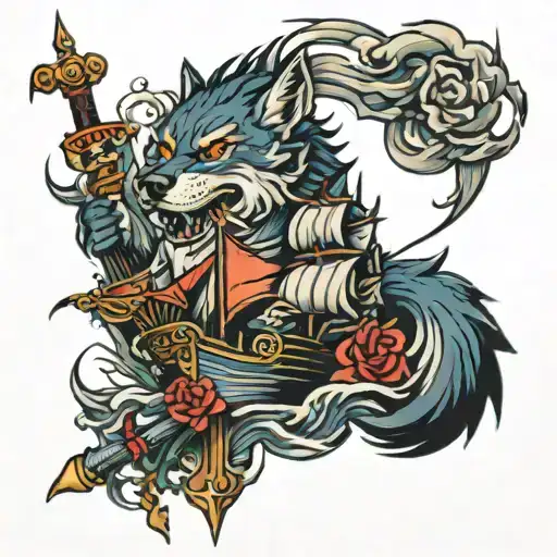 Warship With Wolf And Dagger