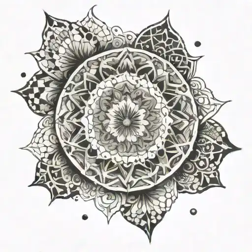 Arm Sleeve With Mandala Pointillism Technique And Protection Symbols