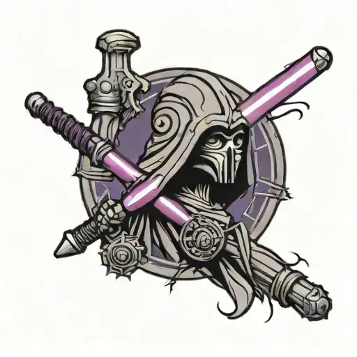 Gray Jedi Symbol With Purple Light Saber