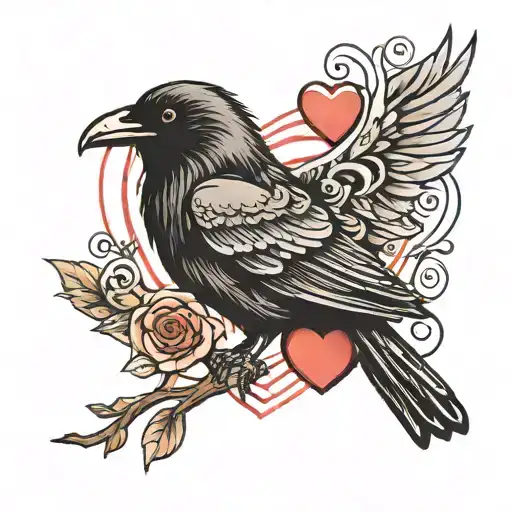 Raven And Love Heart