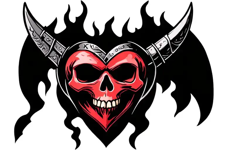 Skull Heart Viking Runes