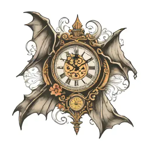 Bat Wing And Clock
